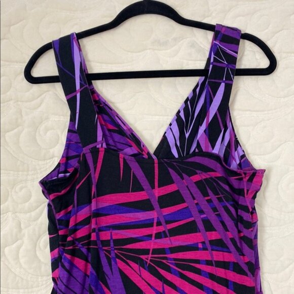 Denver Hayes Maxi Dress Purple Black Pattern Size Large - Picture 4 of 6